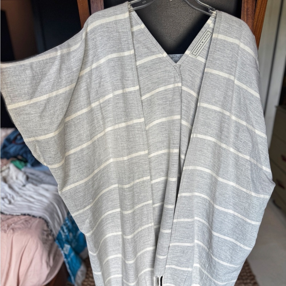 Hammam & Home Striped Gray and Cream Women's Tunic / Swimsuit Cover